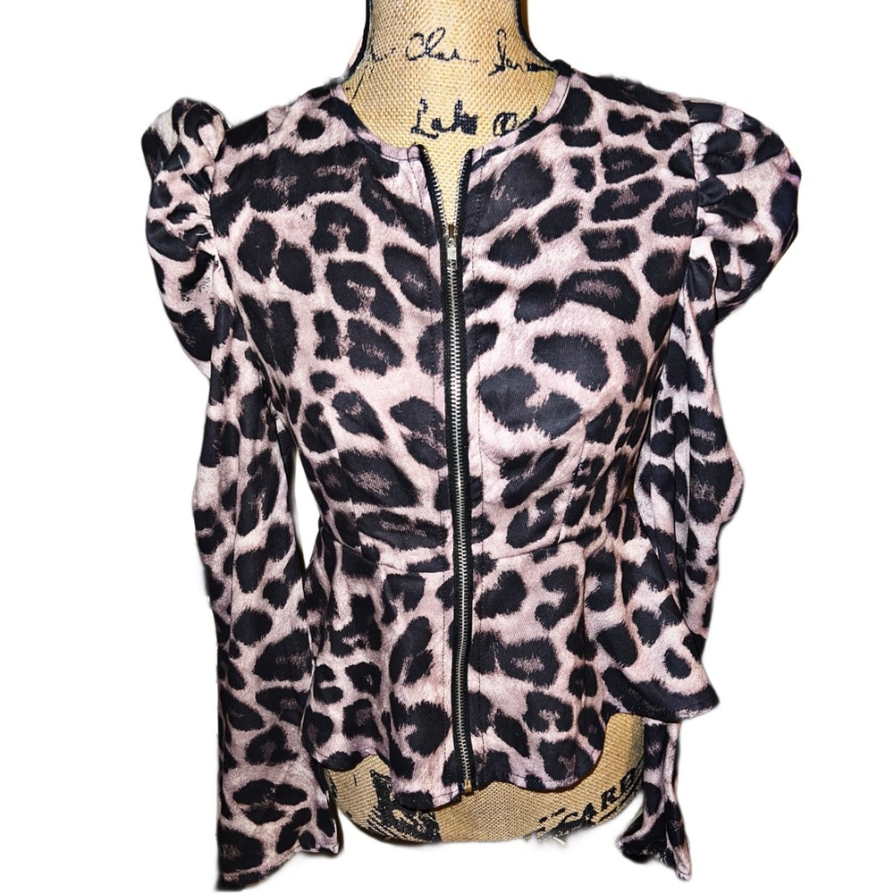 Leopard Puff Sleeve Jacket - Picture 8 of 15